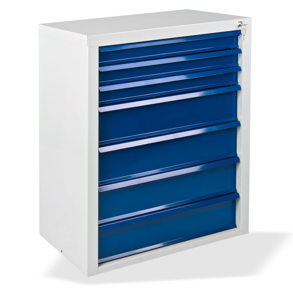 Bild von Schubladenschrank ''MAMMUT'' 7 SL / Maße:BxTxH = 70cm x 43,5cm x 90cm / RAL 7035 - 5012 (VPE=1 Stück)